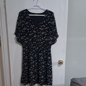 Black Dress with White Floral Pattern